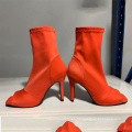 The latest popular stiletto heel fashion stretch open toe zipper Mid-calf women's boots US 11